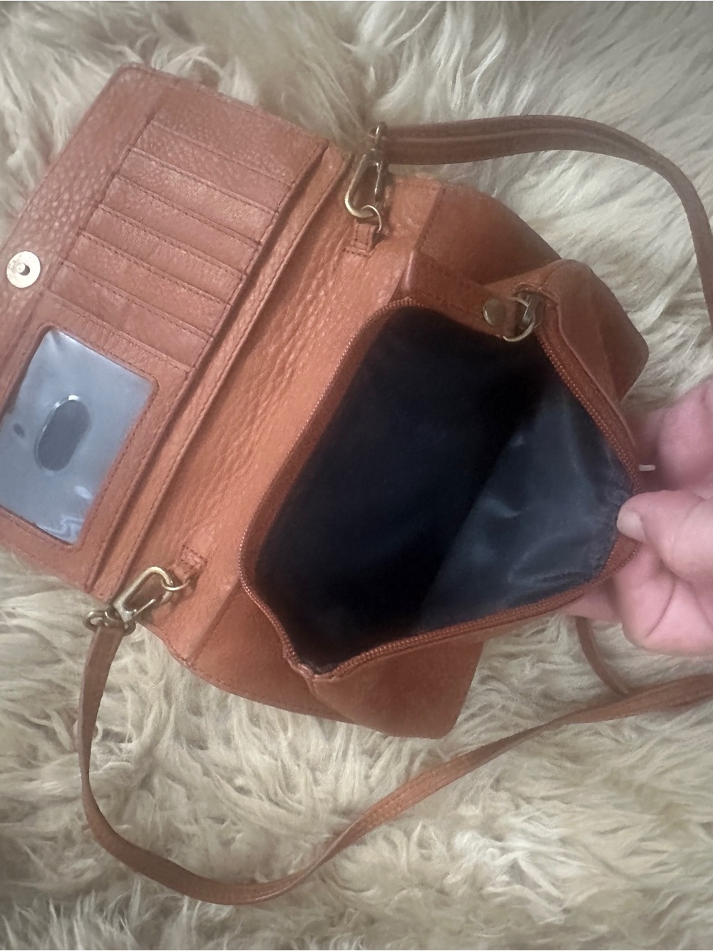 Duluth Trading Co Brown Pebbled Wallet Leather Crossbody 7.5 X 5 - Picture 4 of 4